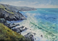Coastline at Botallack. Oil painting. Framed.