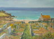 St Ives burial ground. Oil on board. Unframed. 