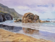 Chapel Rock, Perranporth. Oil on canvas board