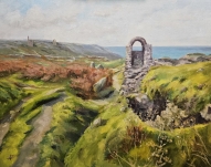 Remnants of Botallack Mine. Oil on canvas board. Framed.