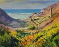 Trevellas, St. Agnes, Cornwall. Framed acrylic painting.