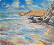 Acrylic painting of Trevaunance Cove. Framed