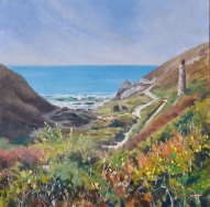Trevellas, St. Agnes, Cornwall. Oil painting.