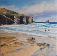 Trevaunance Cove, Oil painting. Cornwall