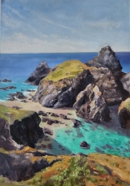 kynance cove, Cornwall. Oil painting.