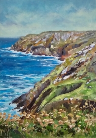 Tin Coast views to Botallack. Oil Painting. Framed.
