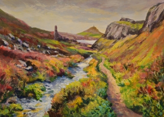 Painting of Kenidjak valley, Cape Cornwall.